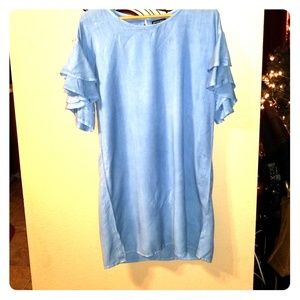 Powder Blue Ruffled Sleeve Dress/Shirt